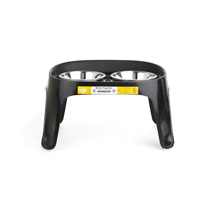 EveryYay Dining In Elevated Double Diner for Dogs, 7.5 Cups, Black