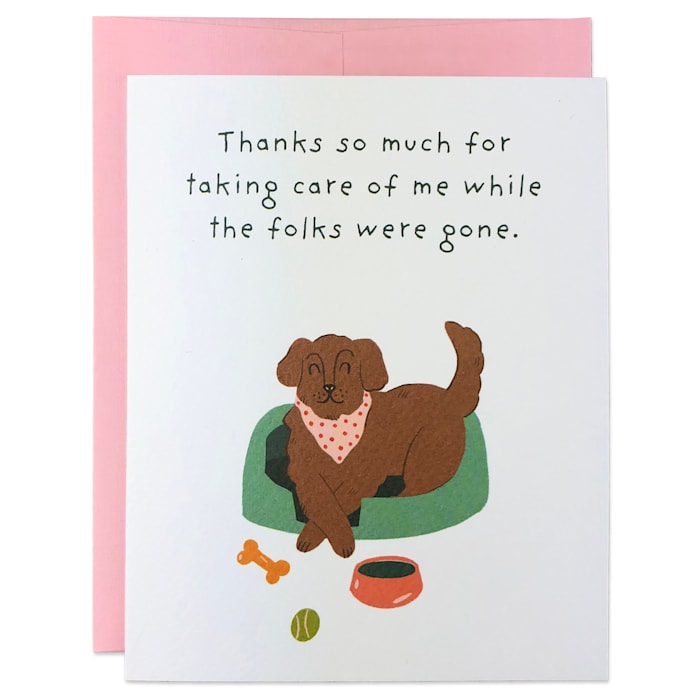 Moose & Pig What Happens Here Dog Thank You Card