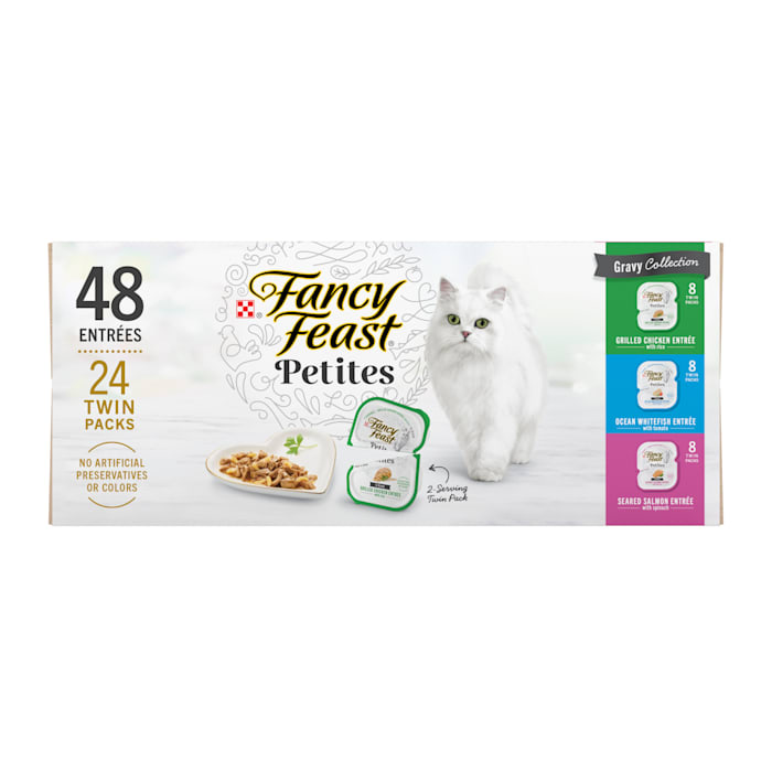 Purina Fancy Feast Petites Kitten Food  Wet Cat Food  Gravy Collection  1.4 oz Tub (24 Pack)((Best If Used By/04/2026))