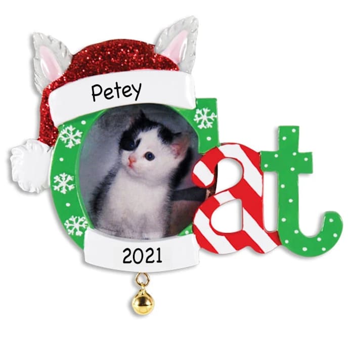 Custom Personalization Solutions Cat Picture Frame Personalized Christmas Tree Ornament