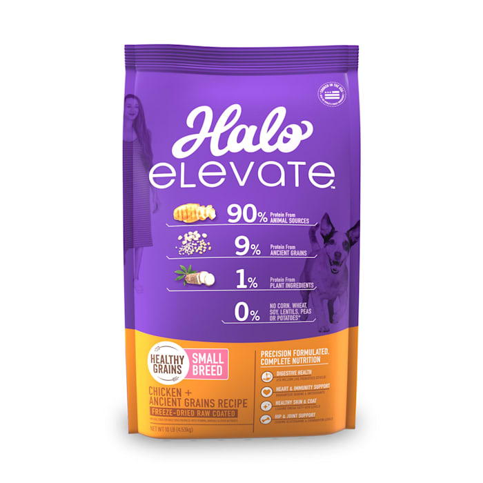 ( best by 05/05/2025 )Halo Elevate Dog Healthy Grains Small Breed Chicken Recipe Dry Food, 10 lbs.
