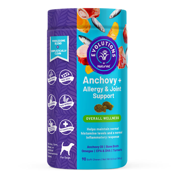Evolutions By NaturVet Anchovy + Allergy & Joint Support Dog Soft Chews, Count of 90