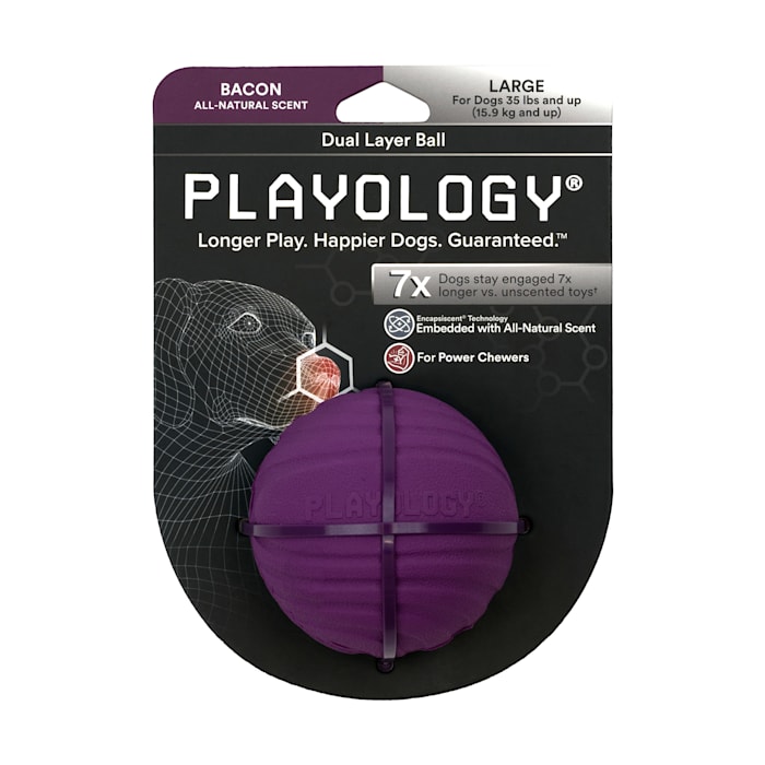 Playology Dual Layer Bacon Ball Dog Toy, Large