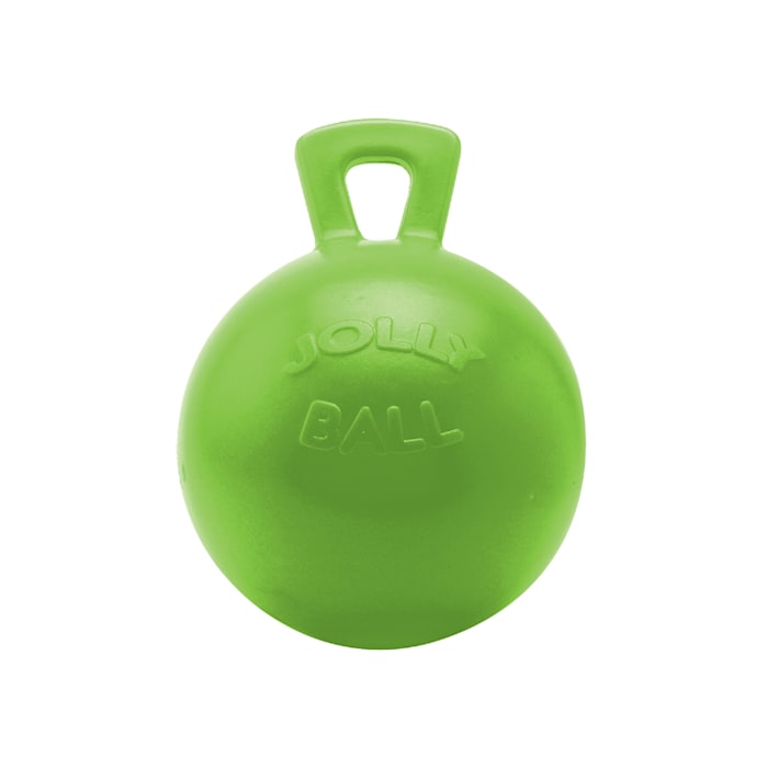 Horsemen s Pride Jolly Ball with Handle Green 10 inch Apple Scented Rubber Toy