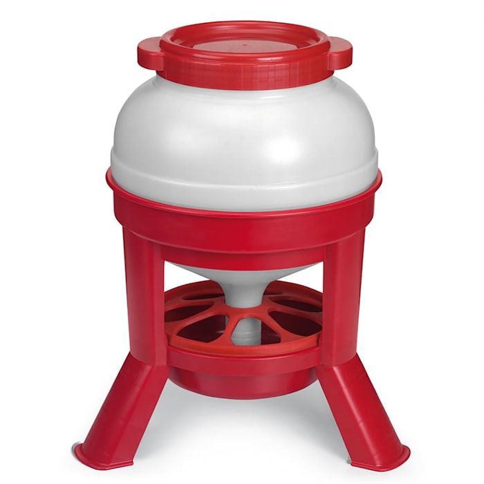Little Giant 35 Pound Plastic Poultry Chicken Dome Feeder with Lid  Red