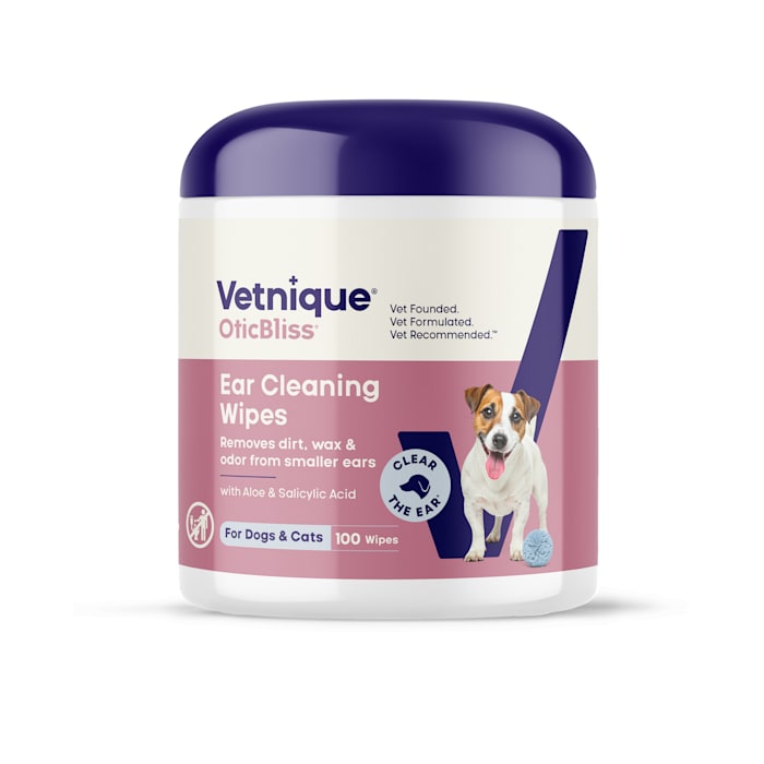 Vetnique Labs Oticbliss 100 Count Advanced Cleaning Ear Wipes for Dogs & Cats