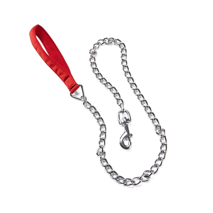 EveryYay Soft Grip Chain Dog Leash, 4' L X 2.5mm W, Silver, Medium