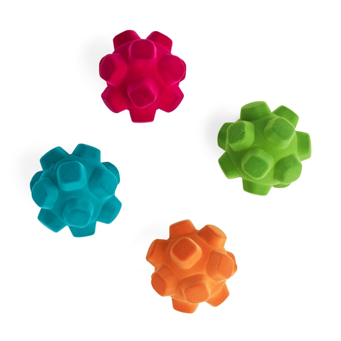 Leaps & Bounds Flocked Ball with Nubs Assorted Color Dog Toy, Small