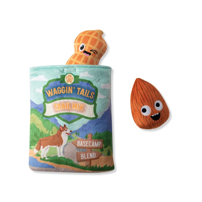 PetShop by Fringe Studio Waggin' Tail Trail Mix Hide & Seek Burrow Plush Dog Toy, Small