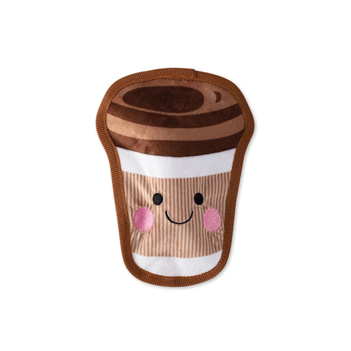 PetShop by Fringe Studio Happy Coffee Durable Plush Dog Toy, Medium