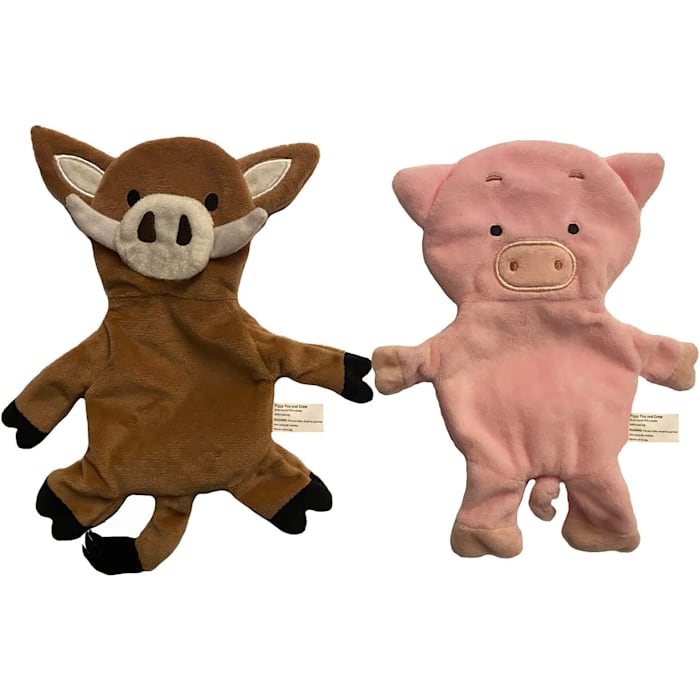 Piggy Poo and Crew Pig and Boar Paper Crinkle Squeaker Toys, Small, Pack of 2