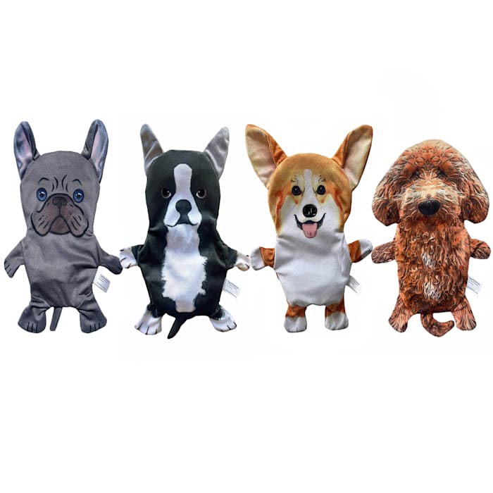 Piggy Poo and Crew Dog Paper Crinkle Squeaker Toy, Small, Pack of 4
