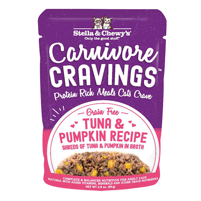 Stella & Chewy's Carnivore Cravings Protein Rich Meal or Topper Tuna & Pumpkin Recipe Wet Cat Food, 2.8 oz.