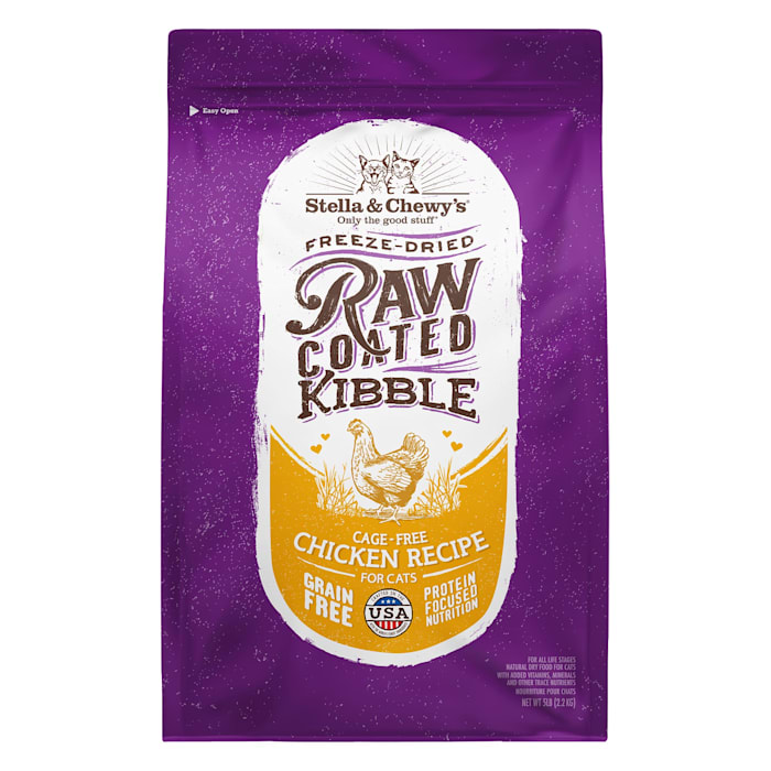 Stella & Chewy's Raw Coated Kibble Grain Free Protein Rich Meals Cage-Free Chicken Recipe Dry Cat Food, 5 lbs.