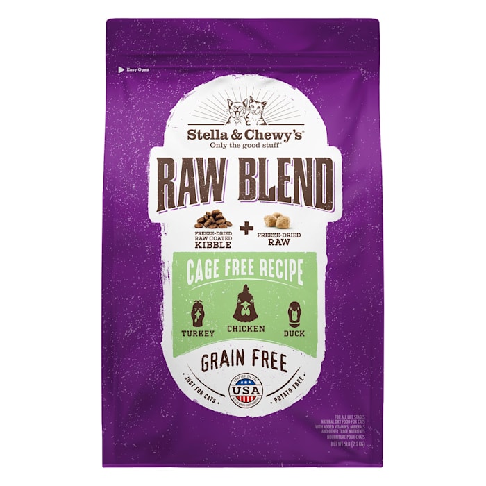 Stella & Chewy's Raw Blend Kibble Grain Free Protein Rich Meals Cage-Free Poultry Recipe Dry Cat Food, 5 lbs.