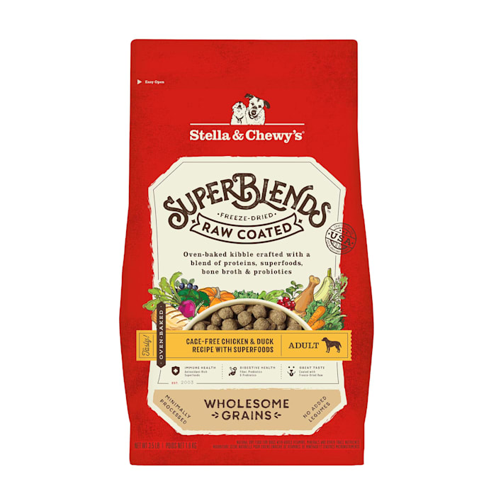 Stella & Chewy s SuperBlends Raw Coated Wholesome Grains Cage-Free Chicken & Duck Recipe with Superfoods  3.5 lb. Bag 3.5 Pound (Pack of 1)