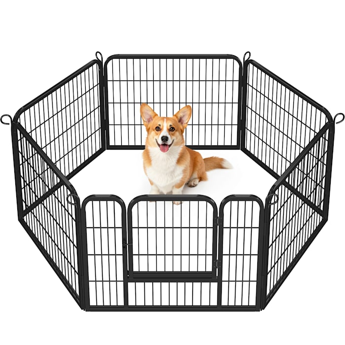 Topeakmart 6-Panel Heavy Duty Dog Playpen, 65" L X 33" W X 24" H, Black, Medium