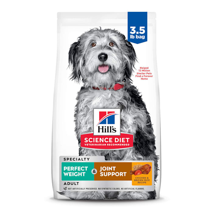 (BBD:3/26)Hill's Science Diet Adult Perfect Weight & Joint Support Chicken Recipe Dry Dog Food, 3.5 lbs.