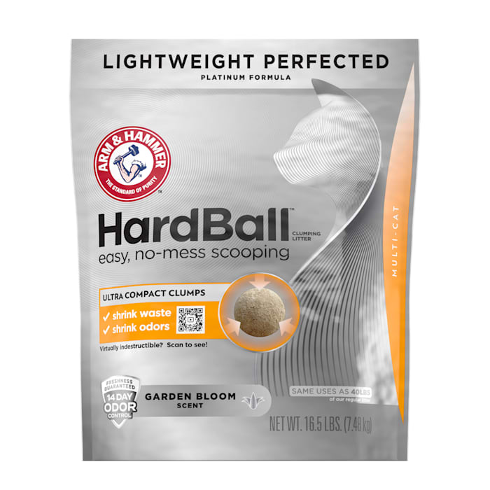 ARM & HAMMER Hardball Clumping Cat Litter  Lightweight Platinum  Multi-Cat  Garden Bloom  16.5 lb