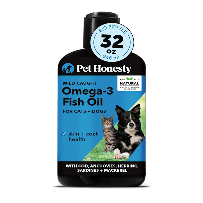 Pet Honesty  Wild Caught Omega 3 Fish Oil Supplement for Dogs & Cats w Anchovies Herring Sardines and Mackerel  Fish Flavor  32 Oz