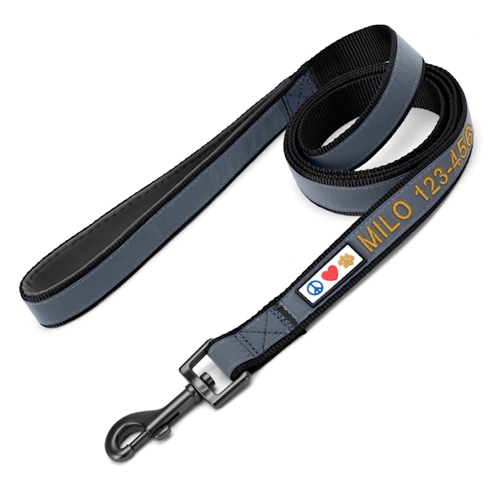 Pawtitas Personalized Padded Dog Leash, Black, 6 ft. Long, 0.63 in. Wide, Small
