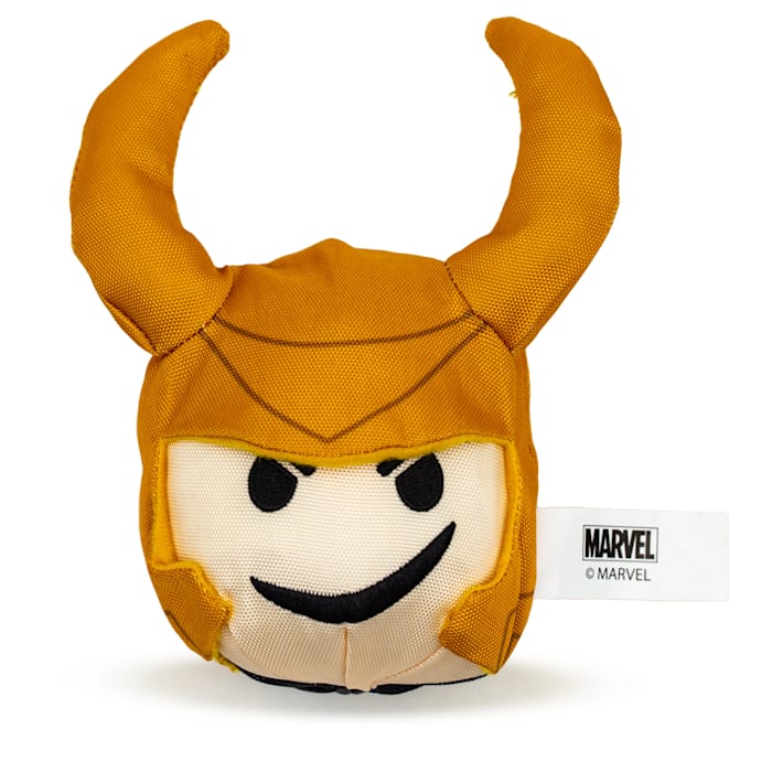Buckle-Down Marvel Comics Loki Smirking Face Round Plush Dog Toy, Small
