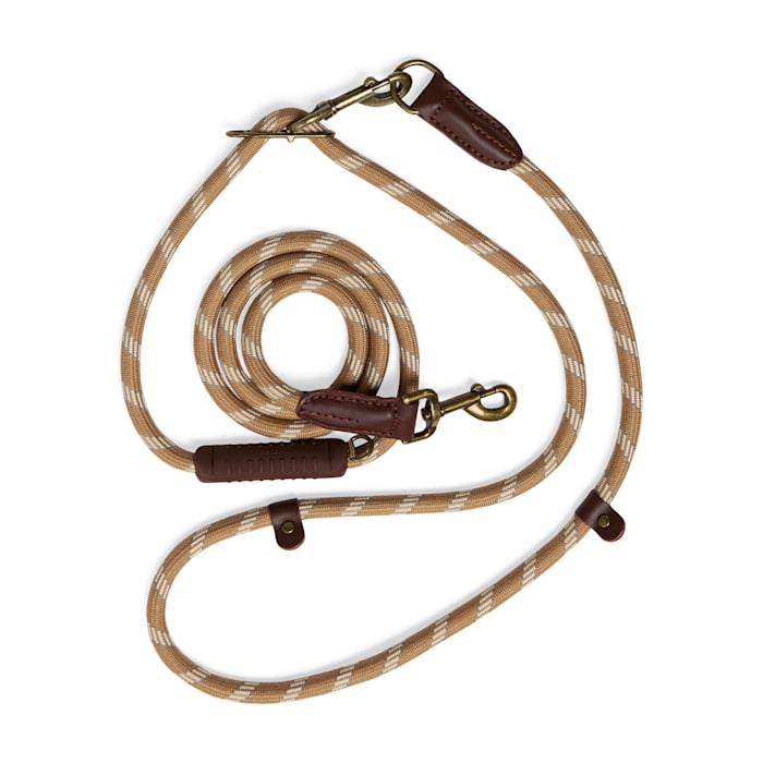 Reddy Hands-Free Rope Leash for Dogs, Tan, 9-ft long, 5/8-in wide