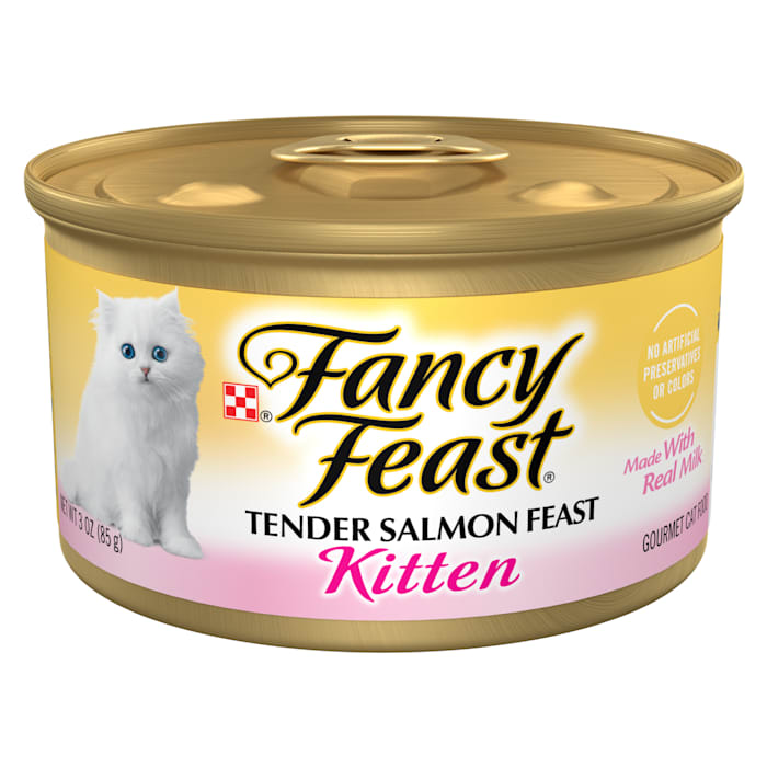Fancy Feast Kitten Grain Free Pate Tender Salmon Feast Wet Cat Food, 3 oz.
