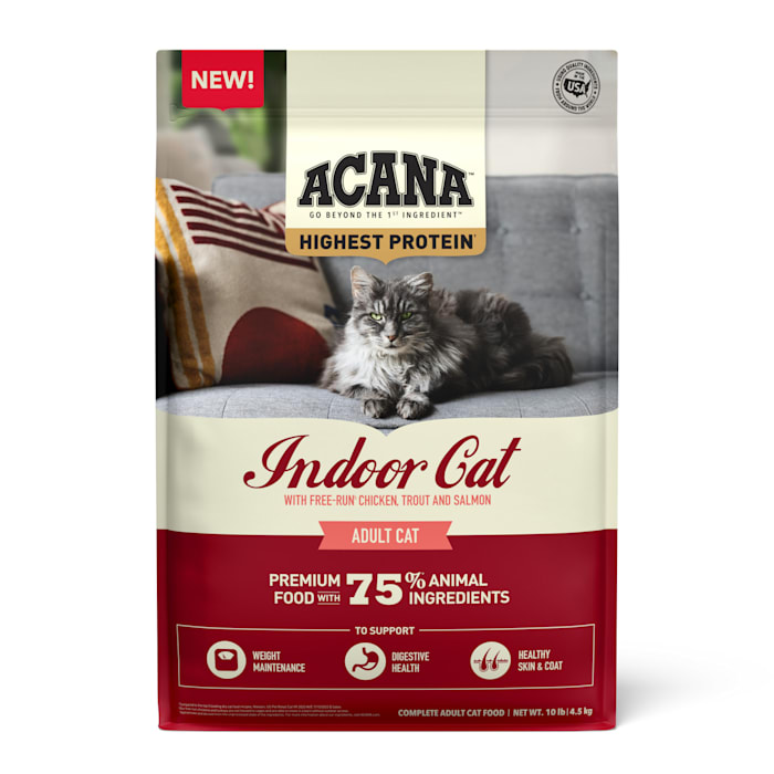 ACANA Highest Protein Indoor Chicken, Trout and Salmon Adult Dry Cat Food, 10 lbs.