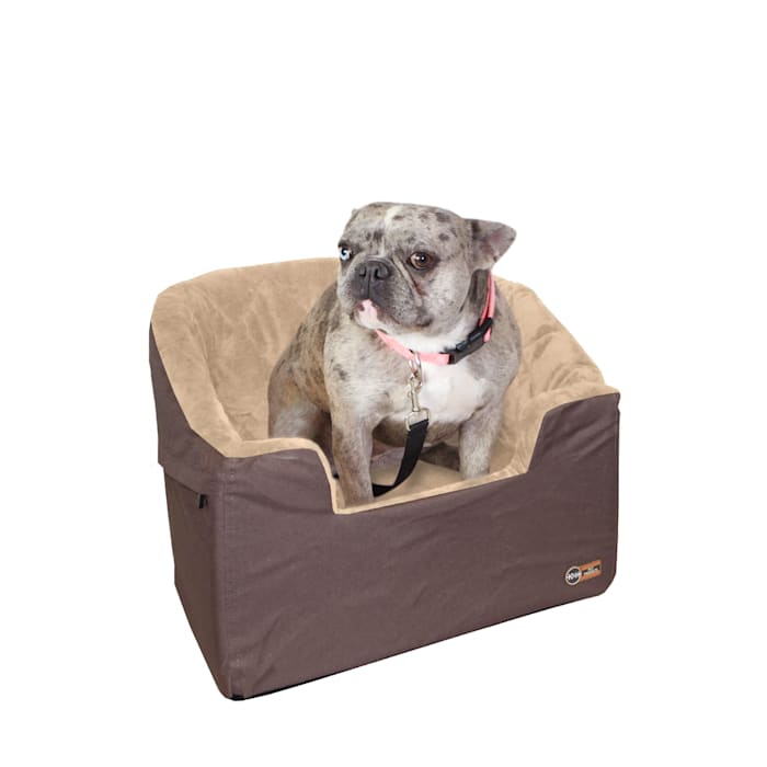 K&H Tan Collapsible Bucket Booster Car Seat for Dogs, Brown, Large