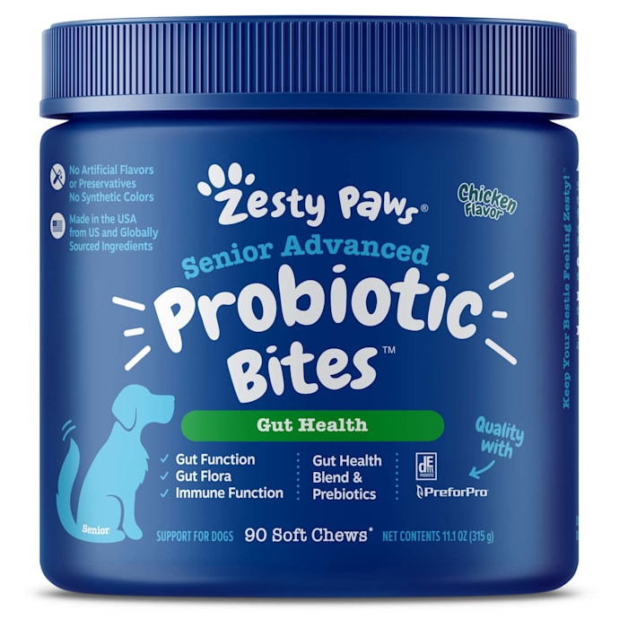 Photos - Dog Medicines & Vitamins Zesty Paws Senior Advanced Chicken Probiotic Bites for Dogs, Count of 90 