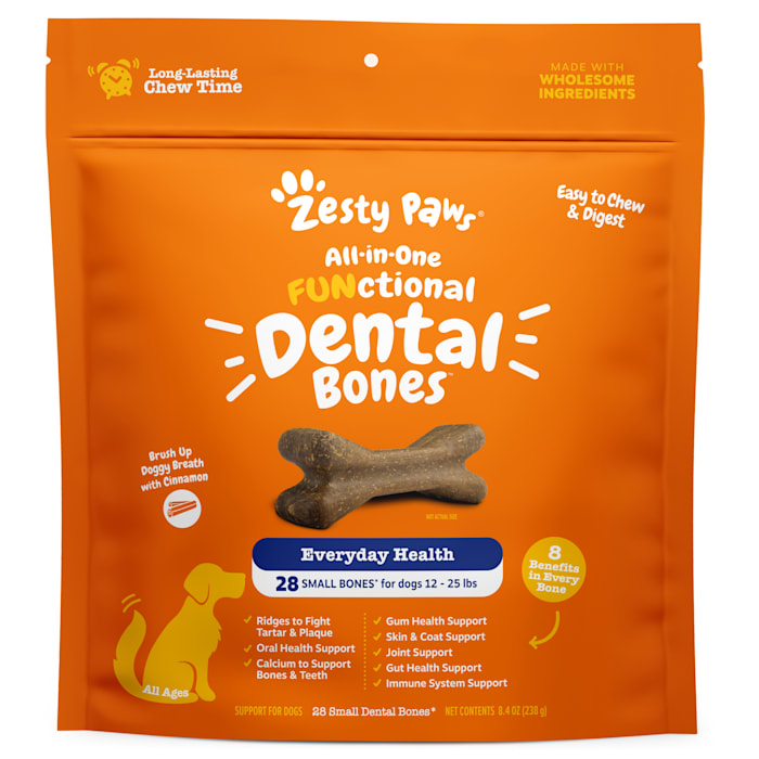 Photos - Dog Food Zesty Paws All-in-One Functional Dental Bone Dog Treats, Count of 28, Small 