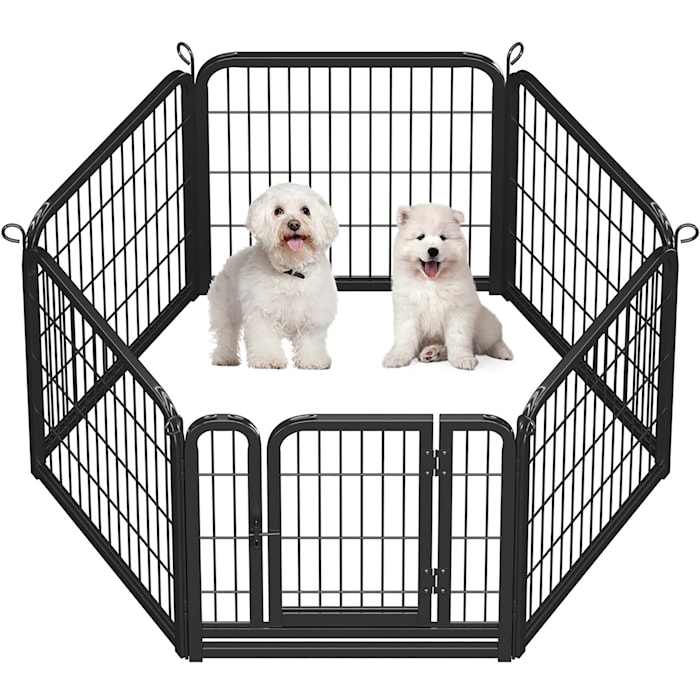 Topeakmart Black 6 Panels Metal Dog Playpen, 0.6" L X 25" W X 25" H, 2XS