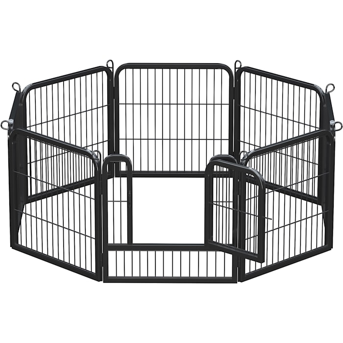 Topeakmart Black 8 Panels Metal Dog Playpen, 0.6" L X 25" W X 25" H, 2XS