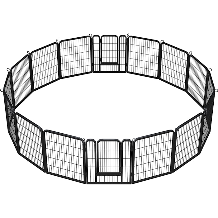 Topeakmart Black 16 Panels Metal Dog Playpen, 0.59" L X 26" W X 31.5" H, Medium