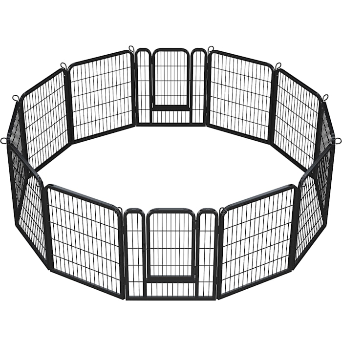 Topeakmart Black 12 Panels Metal Dog Playpen, 0.6" L X 26" W X 31.5" H, Large
