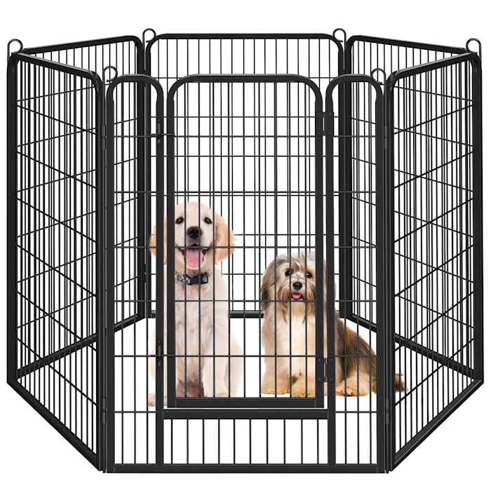 Topeakmart Black 6 Panels Metal Dog Playpen, 0.6" L X 28" W X 47" H, Large