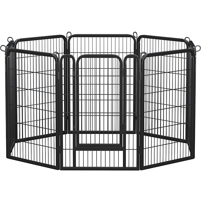 Topeakmart Black 8 Panels Metal Dog Playpen, 0.59" L X 27" W X 40" H, Medium