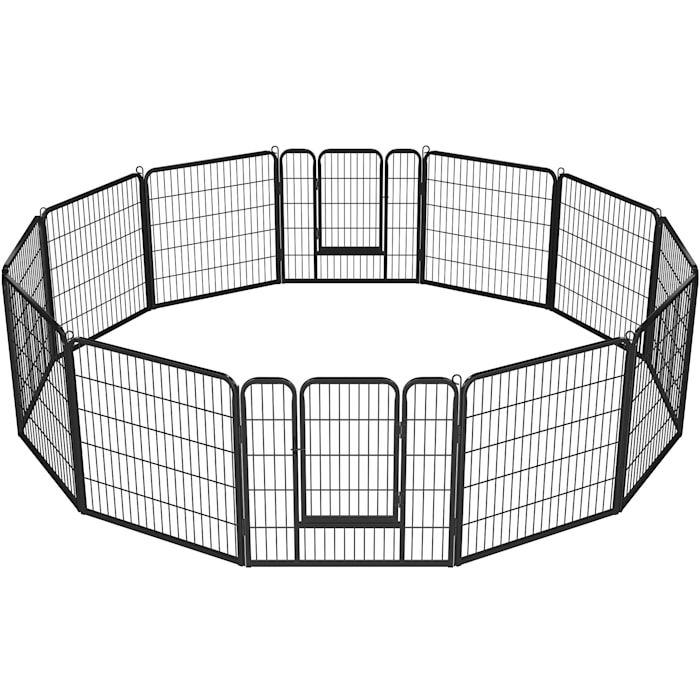 Topeakmart Black 12 Panels Metal Dog Playpen, 0.59" L X 32" W X 32" H, XL