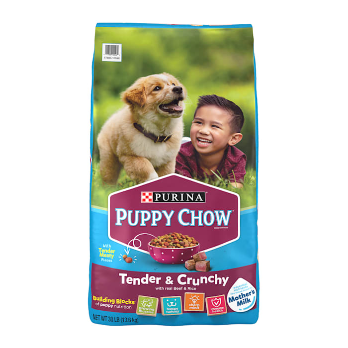 Purina Puppy Chow Dry Dog Food  Tender & Crunchy High Protein Real Beef & Rice  30 lb Bag