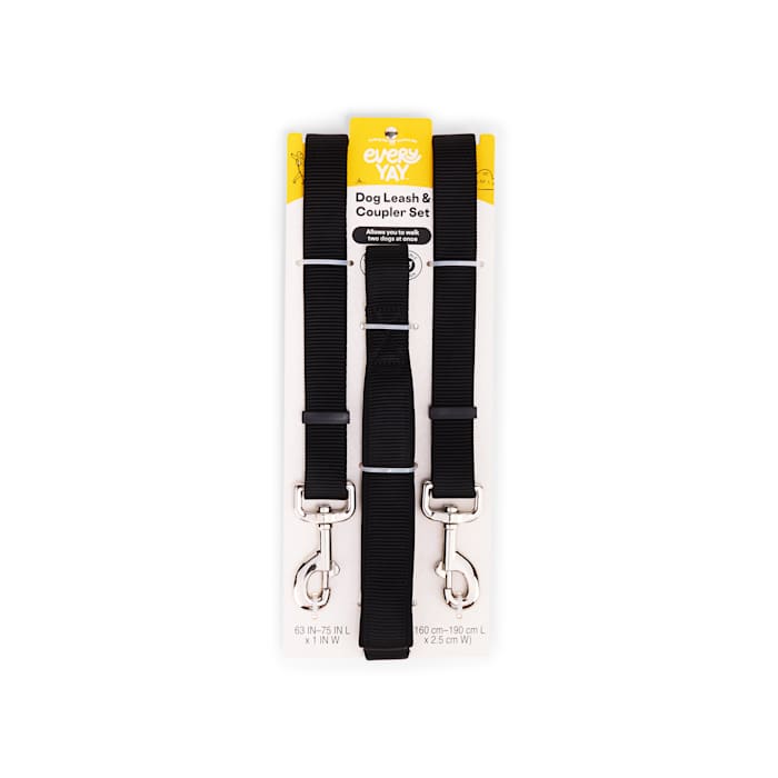 EveryYay Deluxe Black Leash Coupler for Dogs, 1" Width