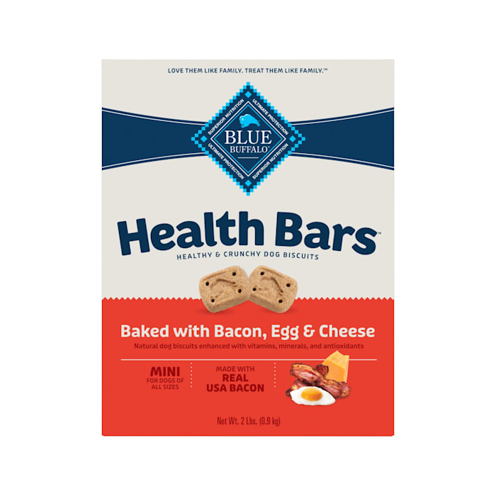 Blue Buffalo Health Bars Oven-Baked with Natural Ingredients, Bacon, Egg & Cheese Mini Crunchy Dog Biscuits, 2 lbs.