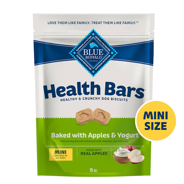 Blue Buffalo Health Bars Oven-Baked with Natural Ingredients, Apples & Yogurt Mini Crunchy Dog Biscuits, 16 oz.