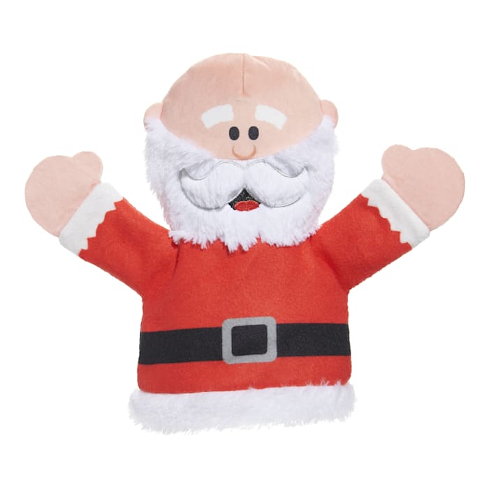 BARK Red/White Ol' Kris Kringle Puppet Christmas Rudolph the Red-Nosed Reindeer Santa Plush Dog Toy, Large