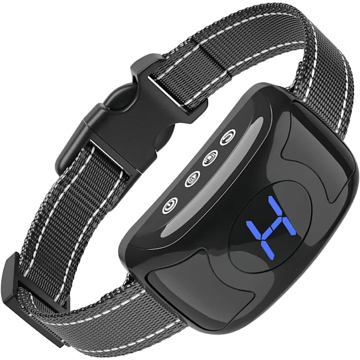 Pet Life Woofade 3-Level Sensitivity of Tone and Vibration Anti-Bark Dog Collar, Black