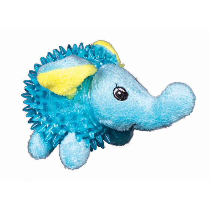 Spunky Pup Lil' Bitty Squeakers, Clear Spiky Squeak Ball Elephant Plush Dog Toy, Small