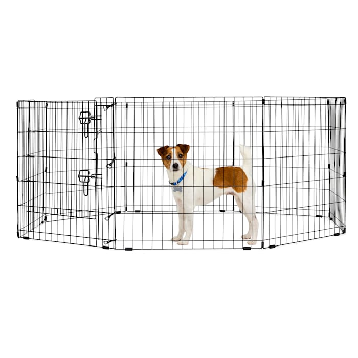 EveryYay Foldable Indoor/Outdoor Pet Exercise Pen, Black: With Feet, 24" H, Small