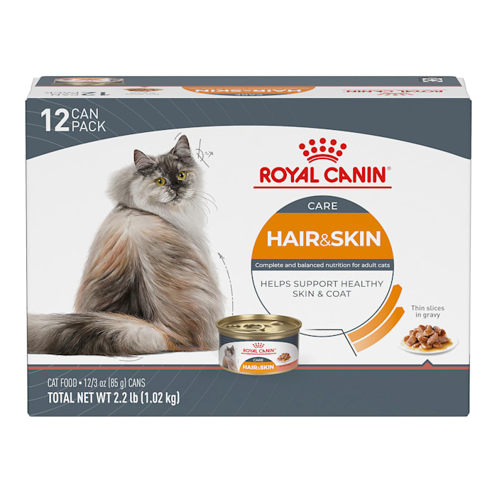Royal Canin Feline Care Nutrition Hair & Skin Care Thin Slices in Gravy Wet Cat Food Multipack, 3 oz., Count of 12