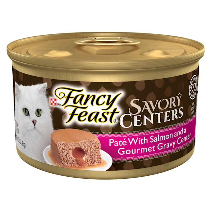 Purina Fancy Feast Savory Centers Salmon Pate Adult Wet Cat Food with a Gravy Center, 3 oz.