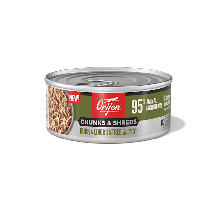 ORIJEN Chunks & Shreds Duck & Liver Entree Wet Cat Food, 5.5 oz.
